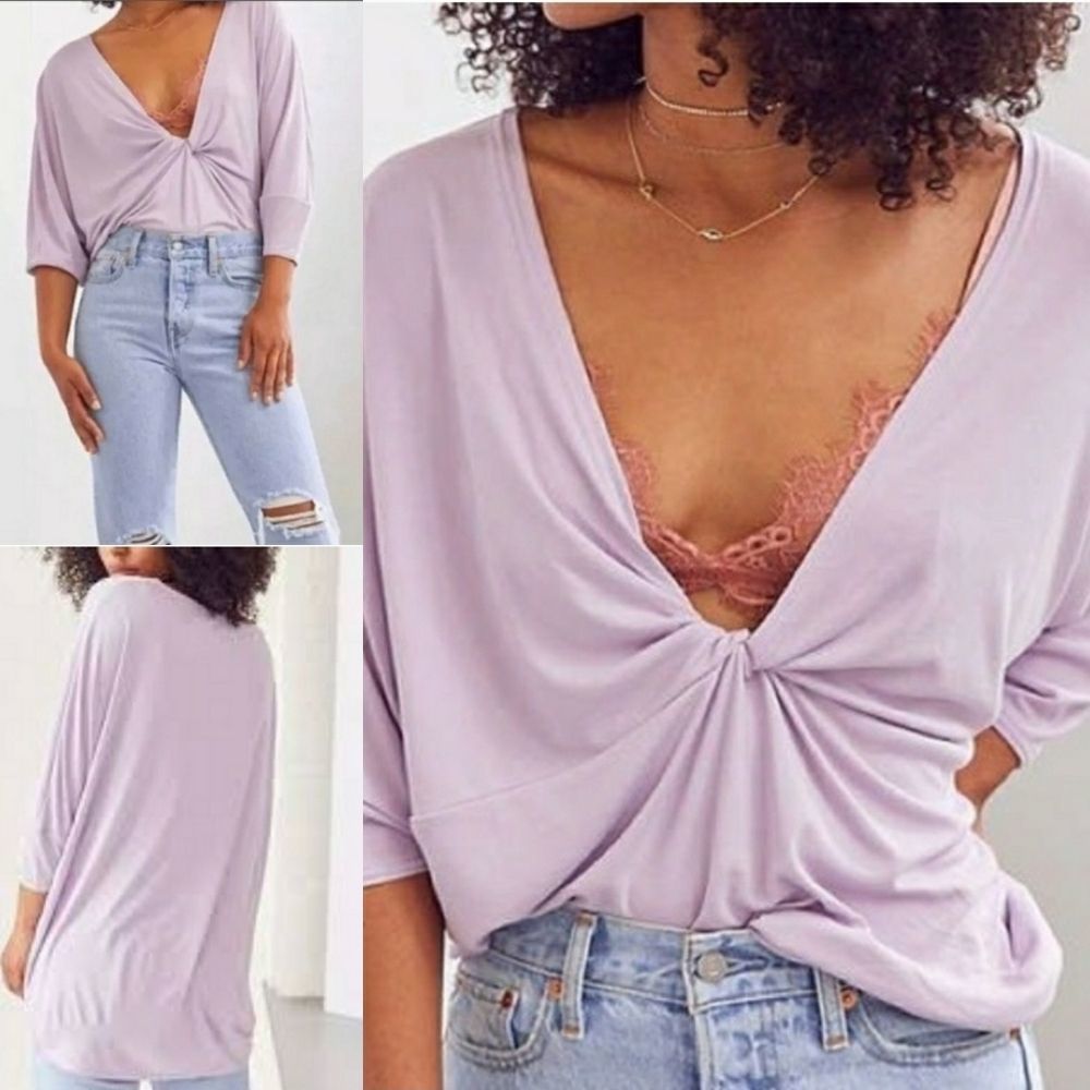 SILENCE AND NOISE Lavender Purple Oversized Knot Front Drapy Lounge Top Sz Small